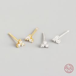 925 Sterling Silver Crystal Geometric Clover Stud Earrings: Elegant Women's Jewelry Accessories