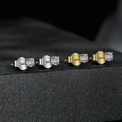 Bamoer U Moissanite Earrings: 4-Prong D Color Diamond Ear Studs in 925 Sterling Silver for Women's Wedding & Anniversary