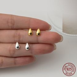 La Monada Water Drop 925 Sterling Silver Stud Earrings - Elegant & Cute Small Silver Earrings for Women, Girls, and Stud
