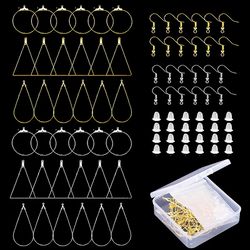 DIY Earring Making Kit: 20-108PCS Silver & Gold Copper Hoop Earrings Set with Storage Box and Ear Hooks