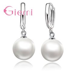 925 Sterling Silver White Pearl Hoop Earrings: Elegant Wedding Jewelry for Women/Girls