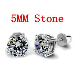 5mm/9mm Lab Diamond Stud Earrings in 925 Sterling Silver for Women & Men - Engagement & Wedding Jewelry Charm Gift
