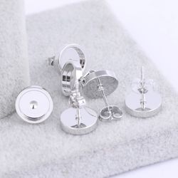 10pcs Stainless Steel Stud Earring Bases for DIY Jewelry with 6mm-12mm Cabochon Bezels