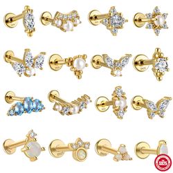 Korean Opal Pearl Zircon Stud Earrings: LENNIK 925 Sterling Silver Women's Fashion Ear Piercing Jewelry