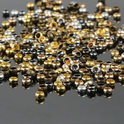 Gold, Silver, Copper Crimp End Beads: 1.5-4mm Spacer Stoppers for DIY Earring & Necklace Making