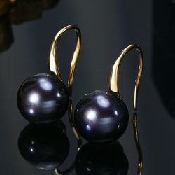 AAAA Freshwater Pearl Earrings: Elegant 8-9mm Black, Pink, White & Purple Styles for Women's Wedding Party Jewelry
