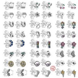 925 Sterling Silver Pando DIY Designer Stud Earrings: Exquisite Women's Jewelry
