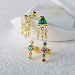 Mini 925 Sterling Silver Stud Earrings with Colorful Zircon for Women and Kids - Perfect Gifts, CANNER Piercing Jewelry