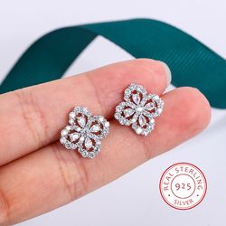Four-Leaf Clover and Oval Zircon S925 Earrings: Classic Luxury Wedding Jewelry for Women