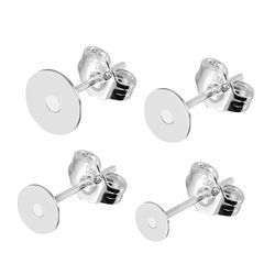 20pcs 925 Sterling Silver Plated Earring Stud Bases: 4-8mm Post Settings for DIY Jewelry Making