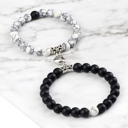 2Pcs/Set Natural Stone Magnet Couple Bracelets: Hot Sale Heart Distance Beads Bracelet, Ideal Fashion Friendship Gift fo