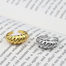XIYANIKE Silver French Ring: Elegant Oblique Thread Design for Women, Allergy-Free Opening Fashion Jewelry Gift