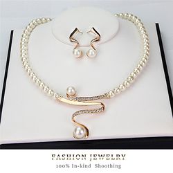 3-Piece Bridal Pearl and Rhinestone Jewelry Set for Elegant Wedding Party - New Fashion
