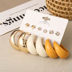 Geometric Circle Drop Earrings: Trendy Acrylic & Metal Pearl Jewelry Set for Women