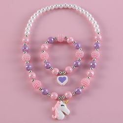 Trendy 2023 Wholesale Rabbit Pendant & Bear Heart Beads Necklace: Cute Fashion Jewelry for Girls & Children