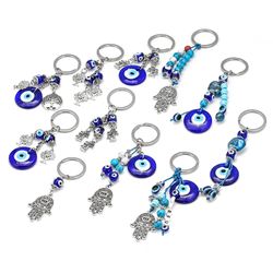 Lucky Eye Fatima Hand Heart Butterfly Keychain Car Keyring Blue Turkish Evil Eye Key Chain for Women Men Jewelry