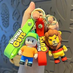 Stumble Guys Keychain Lion Man Banana Person Doll Funny Bag Pendent Game Stumbled Keyring Car Ornament Key Accessories