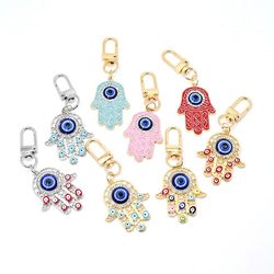 Bohemia Turkish Blue Evil Eye Keychain for Men Women Palms Shape Lucky Amulet Pendant Key Chain Car Bag Holder Keyring