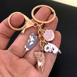 Kawaii Cat Keychain Pet Paw Key Ring Animal Footprint Key Chains Souvenir Gifts For Women Men Cay Keys DIY Handmade