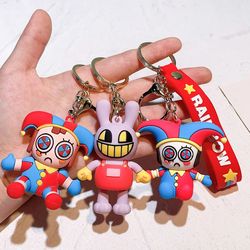 Anime The Amazing Digital Circus Keychains Cartoon Figure Dolls Bag Pendant Jewelry Trinket Car Key Ring Key Chain