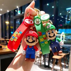 Cartoon Toys Super Mario Bros Keychain Accesorios Schoolbag Pendant Key Decoration Collection Ornament Kids Toys
