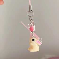 Cute Rabbit Smart Phone Strap Lanyards Keys Hang Rope Phone Charm Wireless Earphone Keychain Pendent Couple