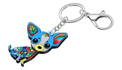 Acrylic Blue Chihuahua Doggy Puppy Keychains Key Chain Jewelry Gifts For Women Kids Friend Purse Car Key