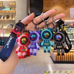 Colorful Astronaut Bears Key Chains Sweet Cute Animal Keyring Holder For Car Hanging Bag PVC Accessories Gift