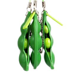 Original New Funny Extrusion Soybean Key Chain For Men Pea Bean Keychain Women Bag Phone Charms Trinket Stress Relieve