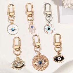 Eye Of Horus Keychain Blue Eye Key Ring Hamsa Hand Key Chains For Women Men Teens DIY Punk Jewelry Headphone Cover