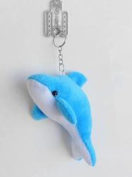Cute Mini Dolphin Plush Keychain For Women Girls Fluffy Pompom Fish Whale Key Ring On Bag Trinket Wedding Baby
