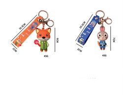 New Creative Classic Anime Cartoon fox and the rabbit Keychain Men's And Women's Pendants Key ring Small
