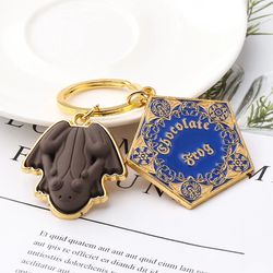 Blue Black Pendant Necklace Gold Color Magic School Chocolate Frog Tag Keychains Witch Wizard Movie Book Jewelry