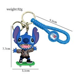 Disney Anime Halloween Stitch Keychain Character Cute Blue Pink Stitching Keychain Fashion Couple Packaging Decoration