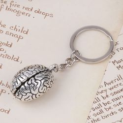 Doreen Box 3D Keychain & Keyring Key Chains Anatomical Human Cerebrum Brain Halloween Jewelry Silver Color Color 1 Piece