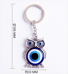 Lucky Owl Greek Turkish Blue Evil Eye Key Chain Car Key Pendant Animal Fashion Keychain Holder Bag Accessories Jewelry