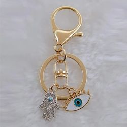 Eye Of Horus Keychain Blue Eye Key Ring Hamsa Hand Key Chains For Women Men Teens DIY Punk Jewelry