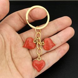 Lovely Multicolor heart Keychain Litter heart Key Ring Enamel Key Chains Souvenir Gifts For Women Men Handbag