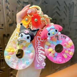 Cartoon Anime Sanrio Hello Kitty Doll Key Chain Cute Fun Kuromi Quicksand Keychain Car Key Pendant Bag Accessories Girl