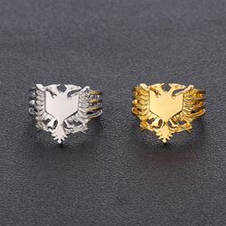 Fashion Albanian Flag Eagle Ring Open Adjustable Metal Nation Country Sign For Man Women Trendy Finger Bling Jewelry
