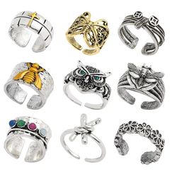 Fashion Punk Adjustable Ring Moth Bow Charming Ring for Men Women Cool Unique Jewelry Rock Gothic Cocktail Party