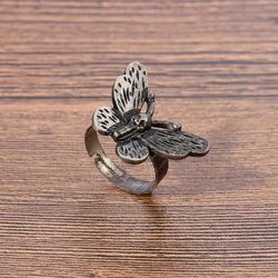 Vintage Punk Butterfly Skull,CROSS,Planet,Chain Ring open Adjustable Gothic Ring For Man Women Fashion Hip hop Charm