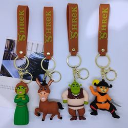 Creative cartoon figure keychain Fiona cute boots puss poor mouth donkey key chain men and women bags pendant