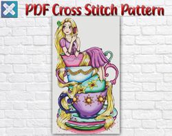 Rapunzel Cross Stitch Pattern / Princess Cross Stitch Pattern / Disney Cross Stitch Pattern / Princess Instant Chart