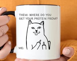 Funny Cat Coffee Mugs, Mug Vegetarian Gift, Gift for Vegetarian, Vegan Gift, Gift for Her, Gift for Him, Gift For Friend