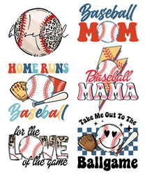 Baseball Svg Sublimation Bundle Game Day Vibes Retro Baseball Mom Sports Mama Softball Sport Lover Leopard Shirt Design