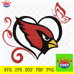 Cardinals Butterfly and Heart Logo Svg, Arizona Ca