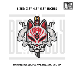 Japanese Anbu Mask Embroidery Design File, Naruto Anime Embroidery D190
