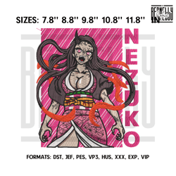 Nezuko Embroidery Design File, Kimetsu no yaiba Anime160