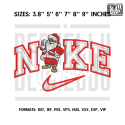 Nike Santa Claus Embroidery Design File, New Year Embr266